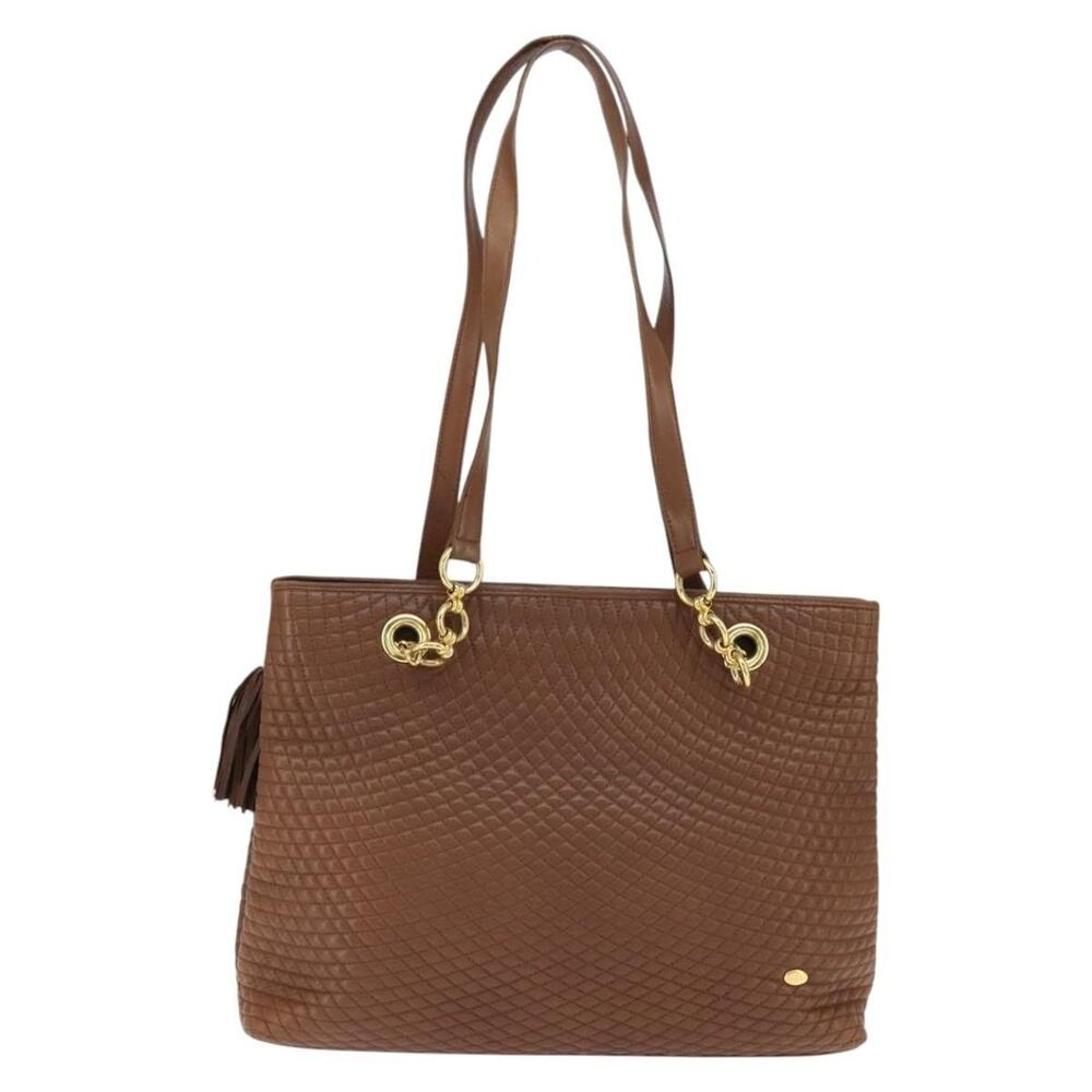 Bally Leather Tote Bag Brown